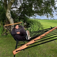 Black Fabric Hammock with 118 cm solid wood sticks